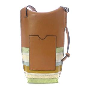 LOEWE 652002 ゲートポケット ショルダーバッグ パイソン柄 レザー タン