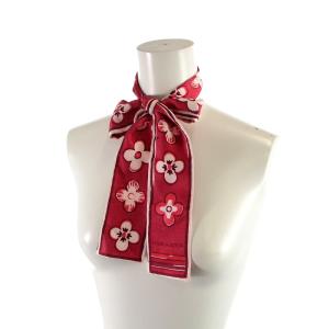 LOUIS VUITTON バンドー スカーフ シルク 絹 赤 レッド ピンク OH