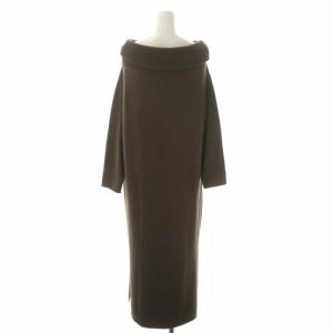 L'Appartement オフタートルネックワンピース ニット 長袖 ロング ウール 34 茶色 ブラウン