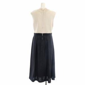 CELFORD リリヤーンニットコンビワンピース ロング ノースリーブ 38 ライトベージュ 黒 ブラック