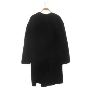 ESTNATION ラムムートンノーカラーコート アウター ロング 総裏地 38 黒 ブラック