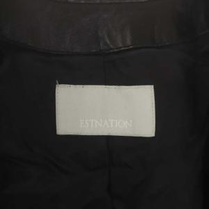 ESTNATION ラムムートンノーカラーコート アウター ロング 総裏地 38 黒 ブラック