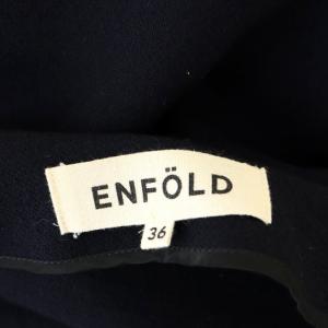 ENFOLD ウォームダブルクロスAラインワイドクロスワンピース 膝丈 長袖 36 紺 ネイビー
