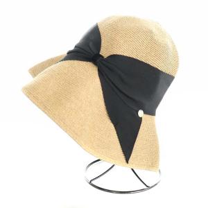 Athena New York ペーパーハット 帽子 リボン ベージュ 黒 ブラック