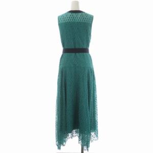 Diagram GRACE CONTINENTAL 23SS ダイヤレースワンピース ノースリーブ ロング ベルト付き 36 グリーン ネイビー