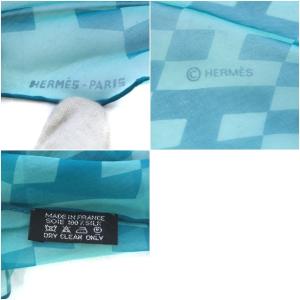 HERMES スカーフ トライアングル シルクモスリン Hロゴ グリーン