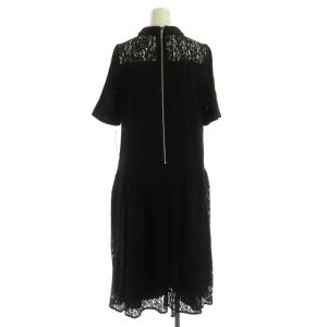 CELFORD レースハーフスリーブワンピース ドレス ロング 半袖 36 黒 ブラック