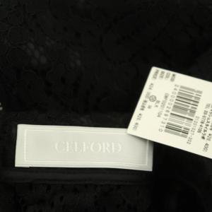 CELFORD レースハーフスリーブワンピース ドレス ロング 半袖 36 黒 ブラック