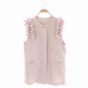 フリルスリーブジレ ベスト ノースリーブ 前開き F ライトピンク