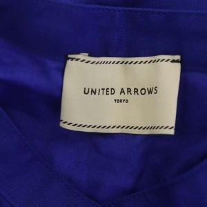 UNITED ARROWS 23SS C フィット シャツワンピース 半袖 ロング リボンベルト付き 36 青