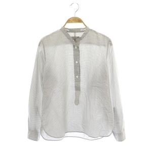 チェックブラウス プルオーバー シャツ 長袖 シルク混 1 黒 白 ブラック ホワイト