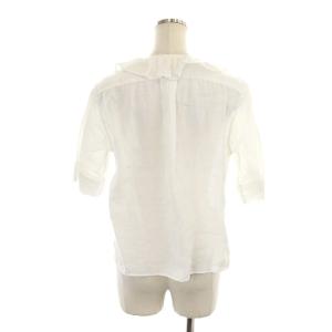 MARGARET HOWELL リネンラッフルブラウス 半袖 1 白 ホワイト