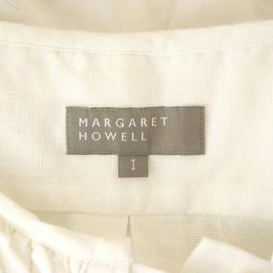 MARGARET HOWELL リネンラッフルブラウス 半袖 1 白 ホワイト