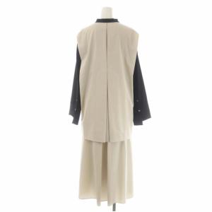 ADORE バイカラージョーゼットロングブラウス 長袖 ウエストリボン 比翼仕立て 38 ライトベージュ