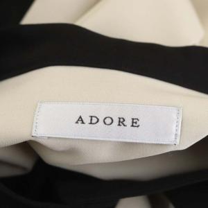 ADORE バイカラージョーゼットロングブラウス 長袖 ウエストリボン 比翼仕立て 38 ライトベージュ