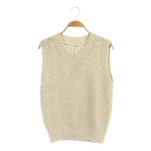 22SS SLAB NOSLEEVE KNIT TOPS ニットベスト ノースリーブ リネン混 2 アイボリー