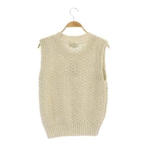 CLANE 22SS SLAB NOSLEEVE KNIT TOPS ニットベスト ノースリーブ リネン混 2 アイボリー