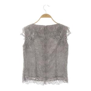Leilian 総レース ブラウス プルオーバー ノースリーブ 7 グレー