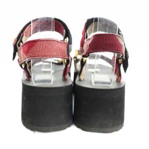 BLUE LABEL CRESTBRIDGE ストラップサンダル 厚底 チェック 黒 赤 ブラック レッド