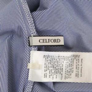 CELFORD 22SS ニットビスチェドッキングブラウス 半袖 チュニック ボリュームスリーブ ストライプ F 紺 白 濃紺