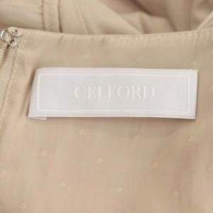CELFORD 22SS 割繊ドットワンピース ロング 五分袖 スクエアネック 36 ベージュ
