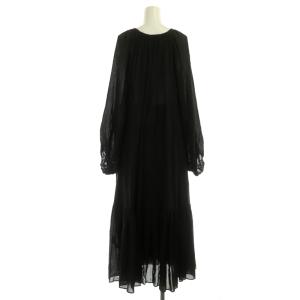 Plage 23SS Sheer Voile ティアードワンピース ロング 長袖 インナー付き 36 黒 ブラック