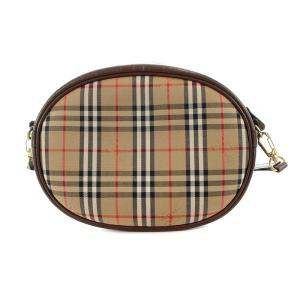 burberrys ショルダーバッグ ノバチェック キャンバス レザー ベージュ ブラウン