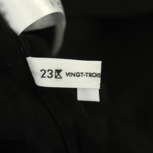 23区 vingt-trois 22SS LIBECO パフスリーブ ブラウス バンドカラー 五分袖 40 黒 ブラック
