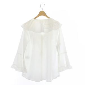 Diagram GRACE CONTINENTAL 21AW フリル衿Vネックブラウス シャツ 長袖 36 白 ホワイト