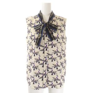 Grace Class セットアップ 上下 マリンプリントボウタイノースリーブ ブラウス スカート ロング フレア 36 アイボリー マルチカラー