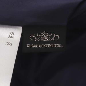 GRACE CONTINENTAL ドットジャガードタックスカート ロング フレア 36 紺 ネイビー シルバー色