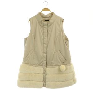 ロングベスト エコファー フェイクファー 切替 46 ライトピンク アイボリー