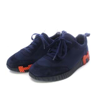 HERMES BOUNCING スニーカー ローカット Hロゴ 37 ネイビー