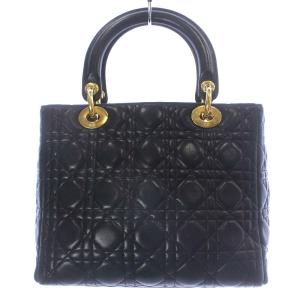 Christian Dior レディディオール カナージュ ハンドバッグ レザー ブラック