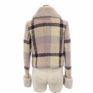 BLUE LABEL CRESTBRIDGE セットアップ 上下 クレストブリッジチェック 4wayエコファーツイードジャケット ラップスカート フレア ミニ 36 ラベンダー