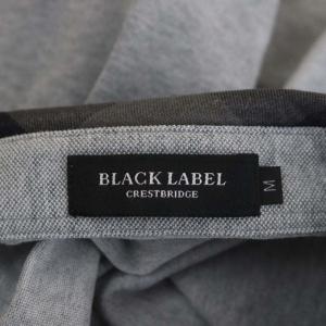 BLACK LABEL CRESTBRIDGE ポロシャツ 半袖 チェック ロゴ刺繍 M グレー 黒 ダークグレー