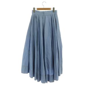 MADISONBLUE TUCK VOLUME SKIRT フレアスカート ロング タック バックテール リネン混 01 S ライトブルー