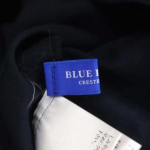 BLUE LABEL CRESTBRIDGE ノーカラーギャザーワンピース 五分袖 ロング 38 紺 ネイビー
