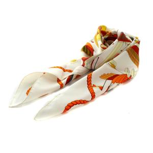 LES FOLIES DU CIEL 大空の狂気 カレ90 スカーフ シルク ホワイト