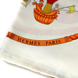 HERMES LES FOLIES DU CIEL 大空の狂気 カレ90 スカーフ シルク ホワイト