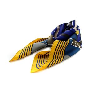 HERMES SPORT カレ90 スカーフ シルク ブルー イエロー グレー