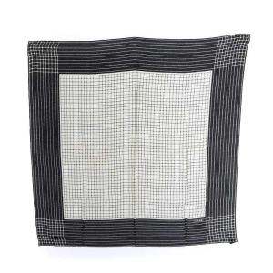 スカーフ シルク 格子柄 黒 ブラック 白 ホワイト