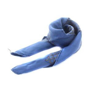 カレ40 プチカレ ハンカチ シルク 絹 青 ブルー OH