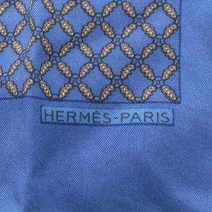 HERMES カレ40 プチカレ ハンカチ シルク 絹 青 ブルー OH