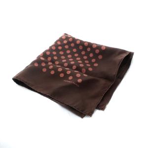 HERMES カレ40 プチカレ ハンカチ ドット シルク 絹 茶 ブラウン ピンク OH