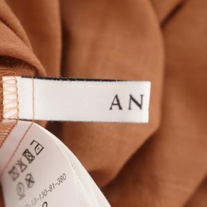 ANAYI 22AW 強撚ボイルダブルラッフルブラウス フレンチスリーブ バンドカラー フリル コットン 38 茶色 ブラウン