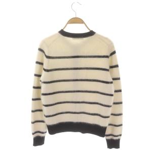 ANAYI 22AW FLUFFYボーダーカーディガン ニット 長袖 ウール カシミヤ混 38 アイボリー 黒 ブラック