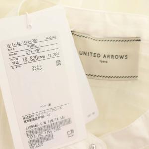 UNITED ARROWS 22SS C/N ピンタックショートスリーブブラウス 半袖 バンドカラー オフホワイト