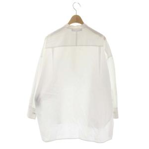 Max Mara ブザムシャツ ブラウス プルオーバー 長袖 バンドカラー バックテール 36 白 ホワイト