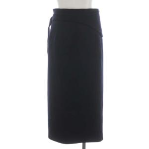 ADORE ブカティーダブルスカート タイト ロング サイドボタン タック ラップ調 36 紺 ネイビー 白 ホワイト